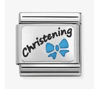 Nomination CLASSIC Silvershine Oxidised Plate Blue Christening Charm 330208/18
