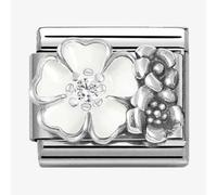 Nomination CLASSIC Silvershine Oxidised & White Enamel Flowers Charm 330325/01