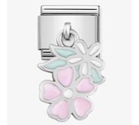 Nomination CLASSIC Silvershine Pink And White Flower Drop Charm 331805/10