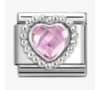 Nomination CLASSIC Silvershine Pink Cubic Zirconia Heart Beaded Setting Charm 330606/003
