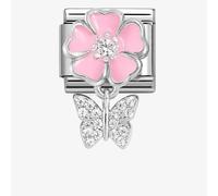 Nomination CLASSIC Silvershine Pink Flower Butterfly Dropper Charm 331814/02