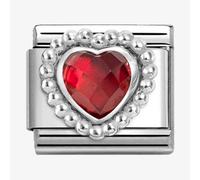 Nomination Red CZ Heart with Beaded Dot Trim Silver Shine Charm