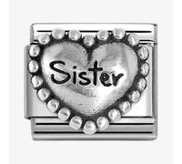 Nomination CLASSIC Silvershine Silver Beaded Heart Sister Charm 330101/81