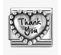Nomination CLASSIC Silvershine Silver Beaded Heart Thank You Charm 330101/83