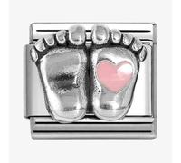 Nomination CLASSIC Silvershine Silver Pink Heart Baby Feet Charm 330204/31