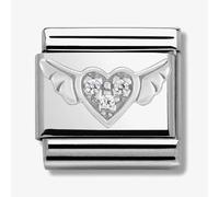 Nomination CZ Heart with Wings Silver Shine
