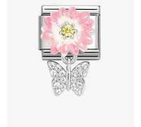 Nomination CLASSIC Silvershine Two Colour Pink Flower Butterfly Dropper Charm 331814/08