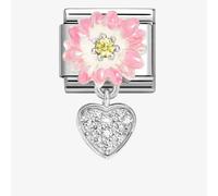 Nomination CLASSIC Silvershine Two Colour Pink Flower Heart Dropper Charm 331814/07
