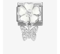 Nomination CLASSIC Silvershine White Flower Butterfly Dropper Charm 331814/05
