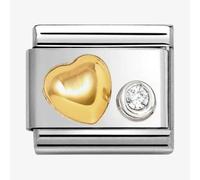 Nomination CLASSIC Stainless Steel & 18ct Yellow Gold Cubic Zirconia Heart Charm 630301/02
