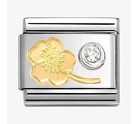 Nomination CLASSIC Stainless Steel & 18ct Yellow Gold Cubic Zirconia Myosotis Charm 630301/04