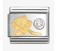 Nomination CLASSIC Stainless Steel & 18ct Yellow Gold Cubic Zirconia Narcissus Charm 630301/05