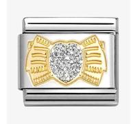 Nomination CLASSIC Stainless Steel & 18ct Yellow Gold Glitter Heart Bow Charm 030220/25