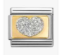 Nomination CLASSIC Stainless Steel & 18ct Yellow Gold Glitter Heart Charm 030224/09