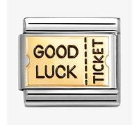 Nomination CLASSIC Stainless Steel 18ct Yellow Gold Good Luck Fortune Card Charm 030284/72
