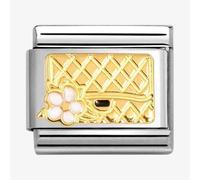 Nomination CLASSIC Stainless Steel 18ct Yellow Gold Handbag Bag & Flower Charm 030272/94
