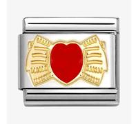 Nomination CLASSIC Stainless Steel & 18ct Yellow Gold Red Heart Bow Charm 030207/56