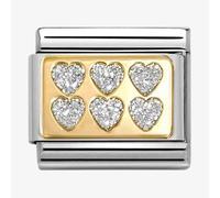Nomination CLASSIC Stainless Steel & 18ct Yellow Gold Six Glitter Hearts Charm 030224/08