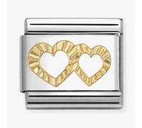 Nomination Gold Diamond Double Hearts Charm