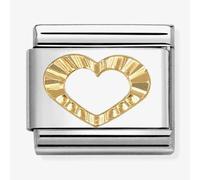 Nomination Heart with Etched Detail Yellow Gold Charm