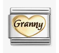 Nomination Granny Heart Black Writing Yellow Gold Charm