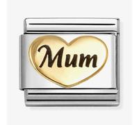 Nomination Mum Heart Black Writing Yellow Gold Charm