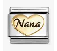 Nomination Nana Heart Black Writing Yellow Gold Charm