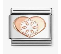 Nomination Rose Gold Heart White Snowflake Charm
