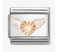 Nomination Rose Gold White Wings Diamond Heart Charm