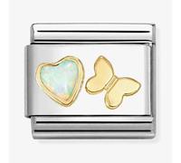 Nomination White Opal Heart Butterfly Charm