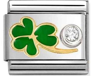Nomination Crystal Green Clover Charm