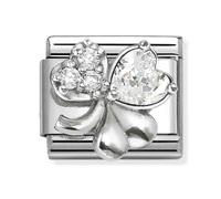 Nomination Silver White CZ Clover Charm