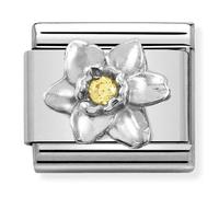 Nomination Silver Crystal Daffodil Charm