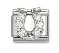 Nomination Silver White CZ Horseshoe Charm