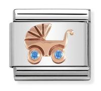 Nomination Rose Gold Blue Baby Pram Charm