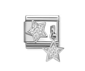 Nomination CZ Star with Hanging CZ Star Silver Shine Charm