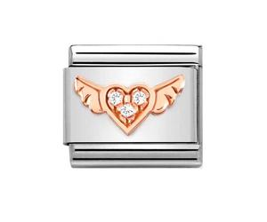 Nomination CZ Winged Heart Rose Gold Charm