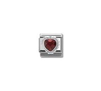 Nomination Dark Red Heart with Trim Silver Shine