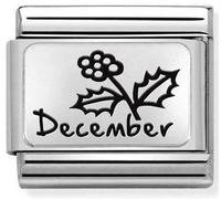 Nomination December Flower Plate Silver Shine Charm
