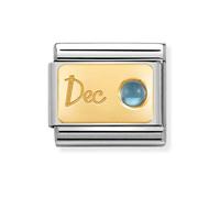 Nomination December Light Blue Topaz Yellow Gold Charm