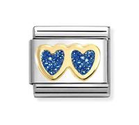 Nomination Double Blue Glitter Heart Charm