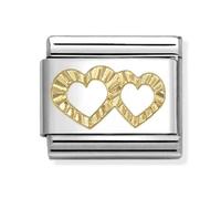 Nomination Gold Diamond Double Hearts Charm