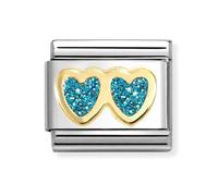 Nomination Double Heart Light Blue Charm