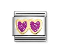 Nomination Fuchsia Double Glitter Heart Charm