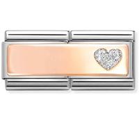 Nomination Double Rose Gold Glitter Heart Charm