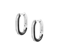 Nomination Drusilla CZ & Black Enamel Stainless Steel Hoop Earrings 1.8 x 2.5cm