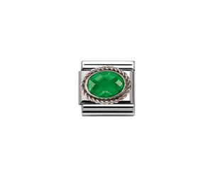 Nomination Emerald Green Oval Stone with Trim Silver Shine
