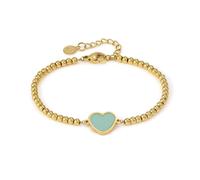 Nomination Emosfere Mint Green Enamel Heart Beaded Gold Tone Bracelet 1.2 x 1.05cm, 15-18cm