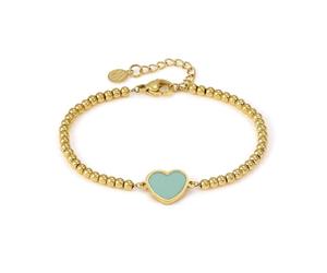 Nomination Emosfere Mint Green Enamel Heart Beaded Gold Tone Bracelet 1.2 x 1.05cm, 15-18cm