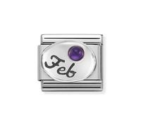 Nomination Feb Writing with Amethyst Birthstone Silver Shine